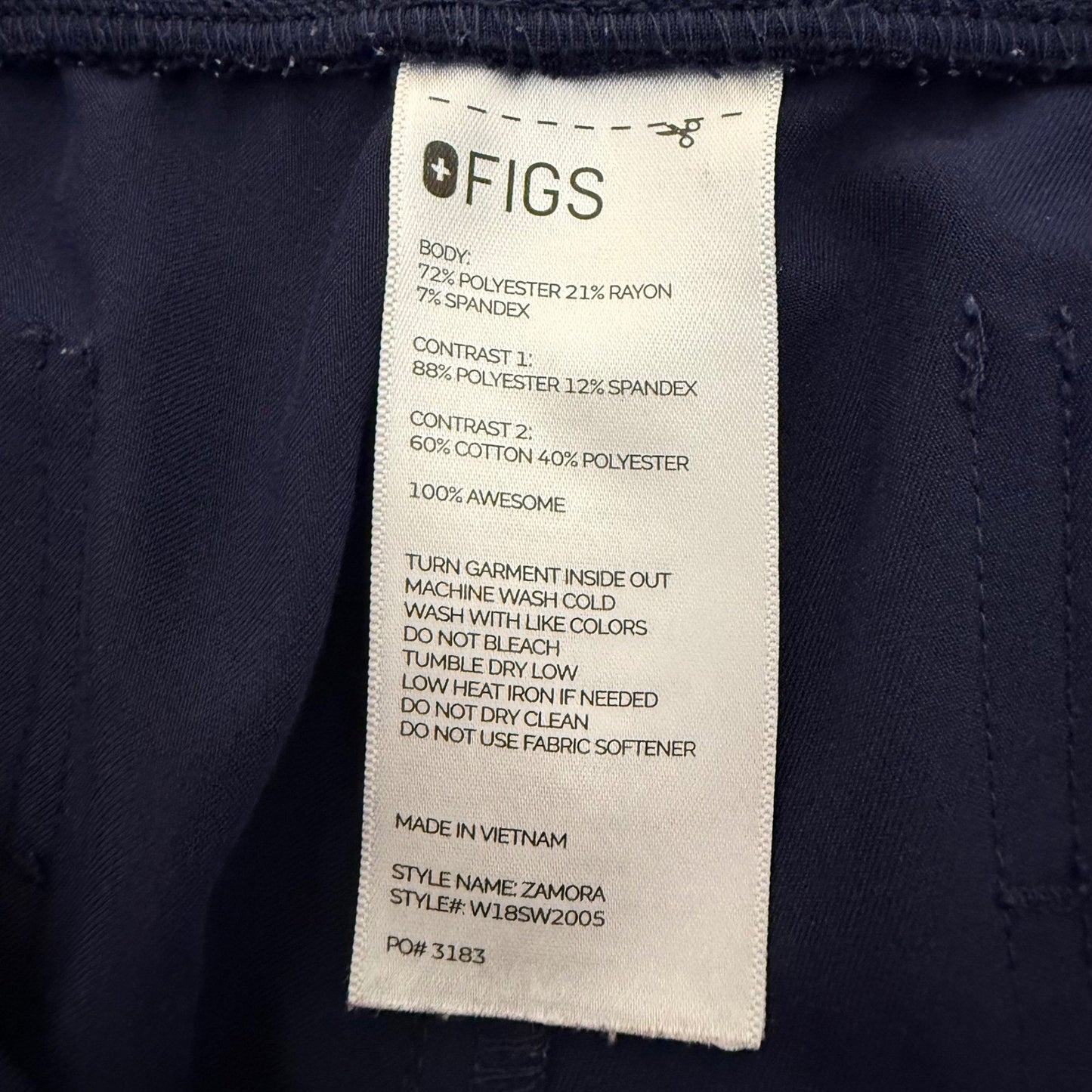 FIGS Zamora Scrub Pants Womens Medium 32x29 Navy Blue Medical Nursing Uniform