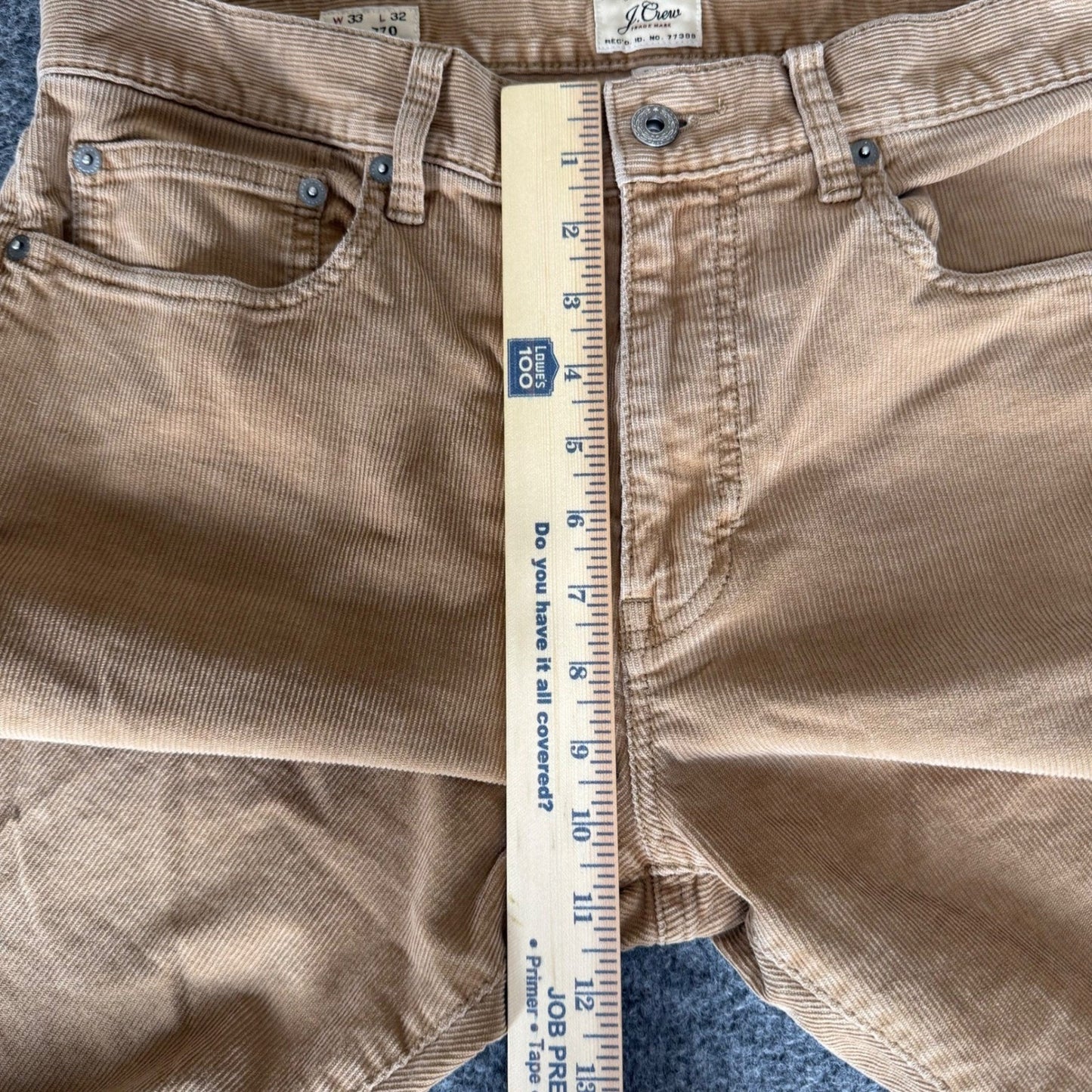J.Crew 770 Straight Fit Corduroy Pants Mens 33x32 (34x31) Tan Brown Cotton