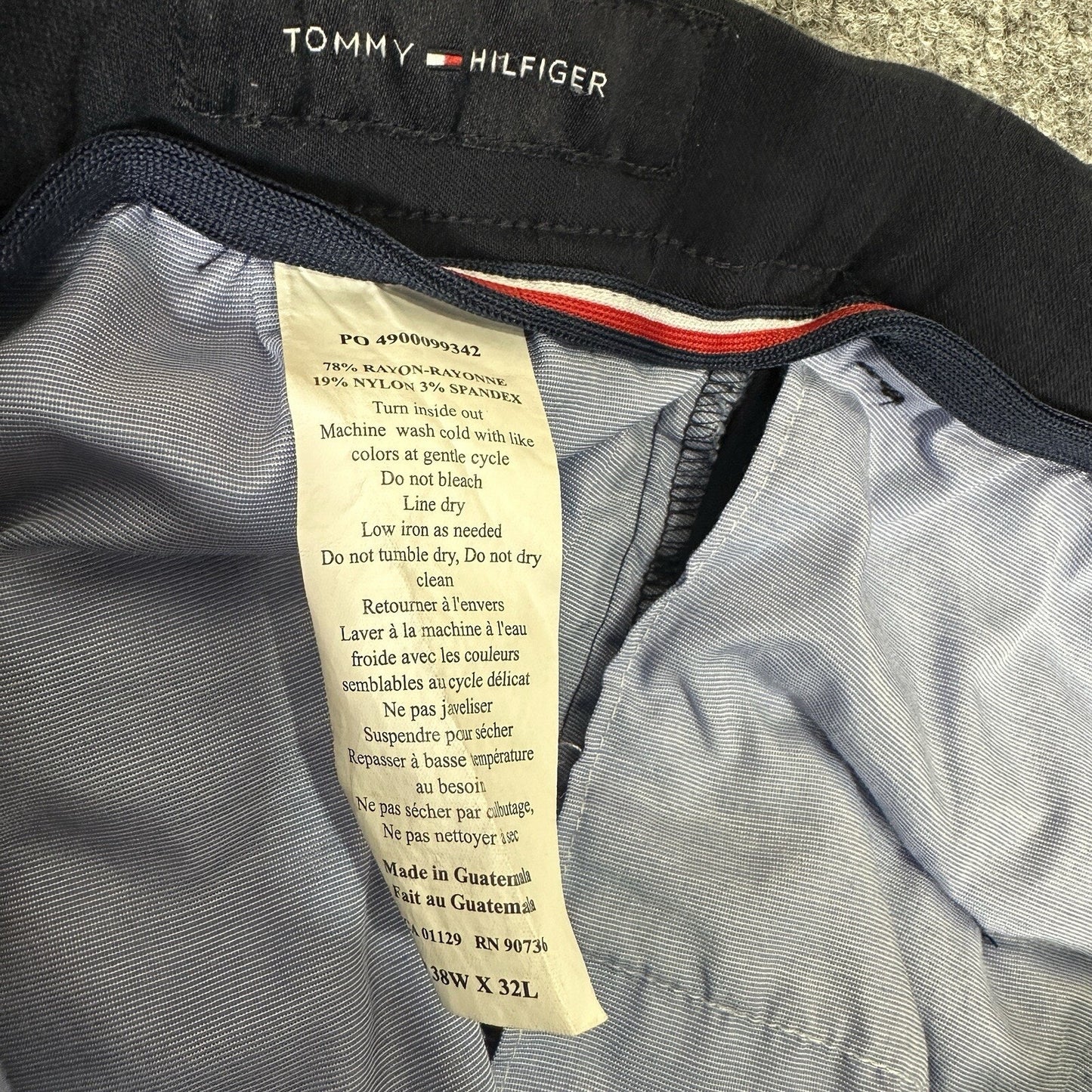 Tommy Hilfiger Pants Mens 38x32 (34x30) Straight Leg Rayon Nylon Mid Rise Adult