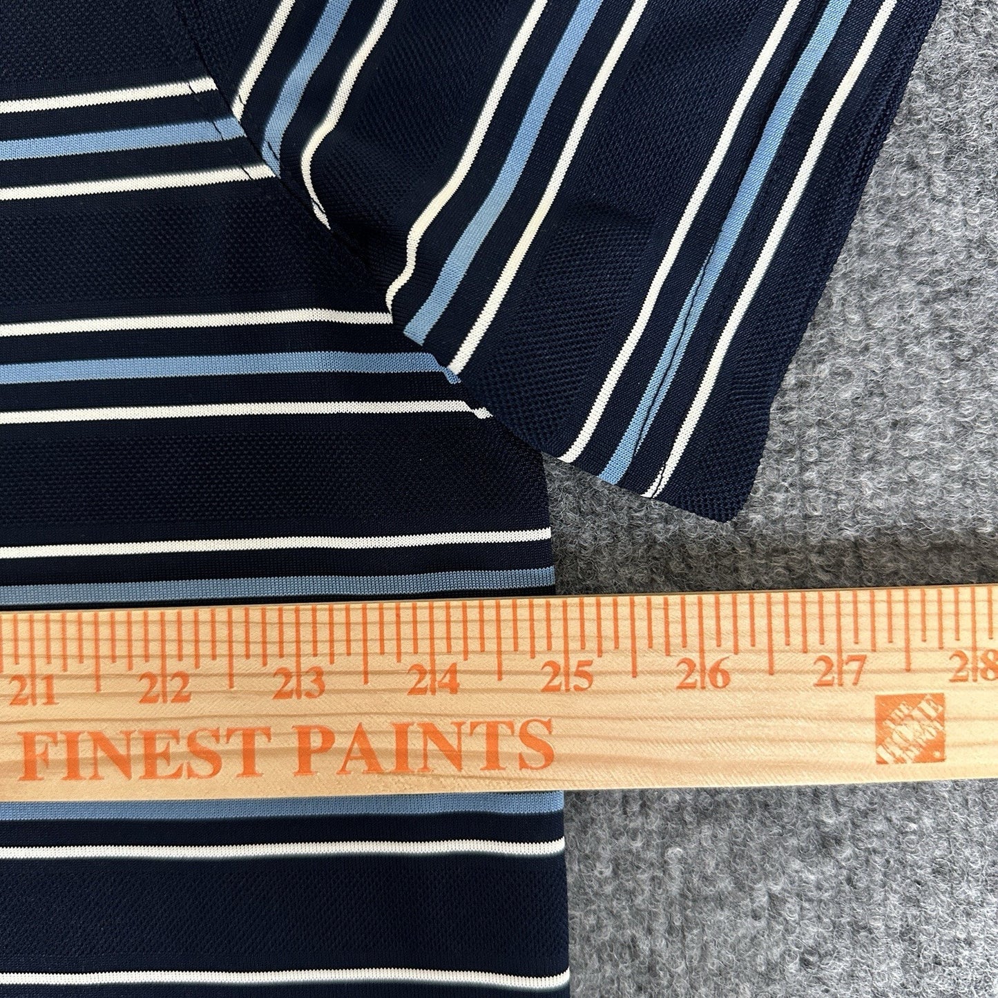 St Johns Bay Polo Shirt Mens XL Blue Striped Short Sleeve Quick Dry Casual Adult