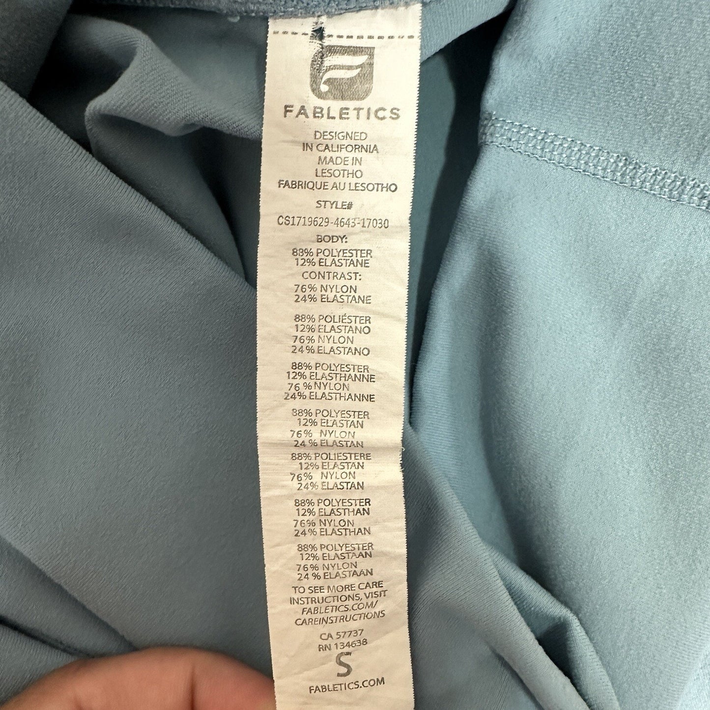 Fabletics Legging Womens Small 24X25 Blue Yoga Pants Athleisure Ladies Gym Adult