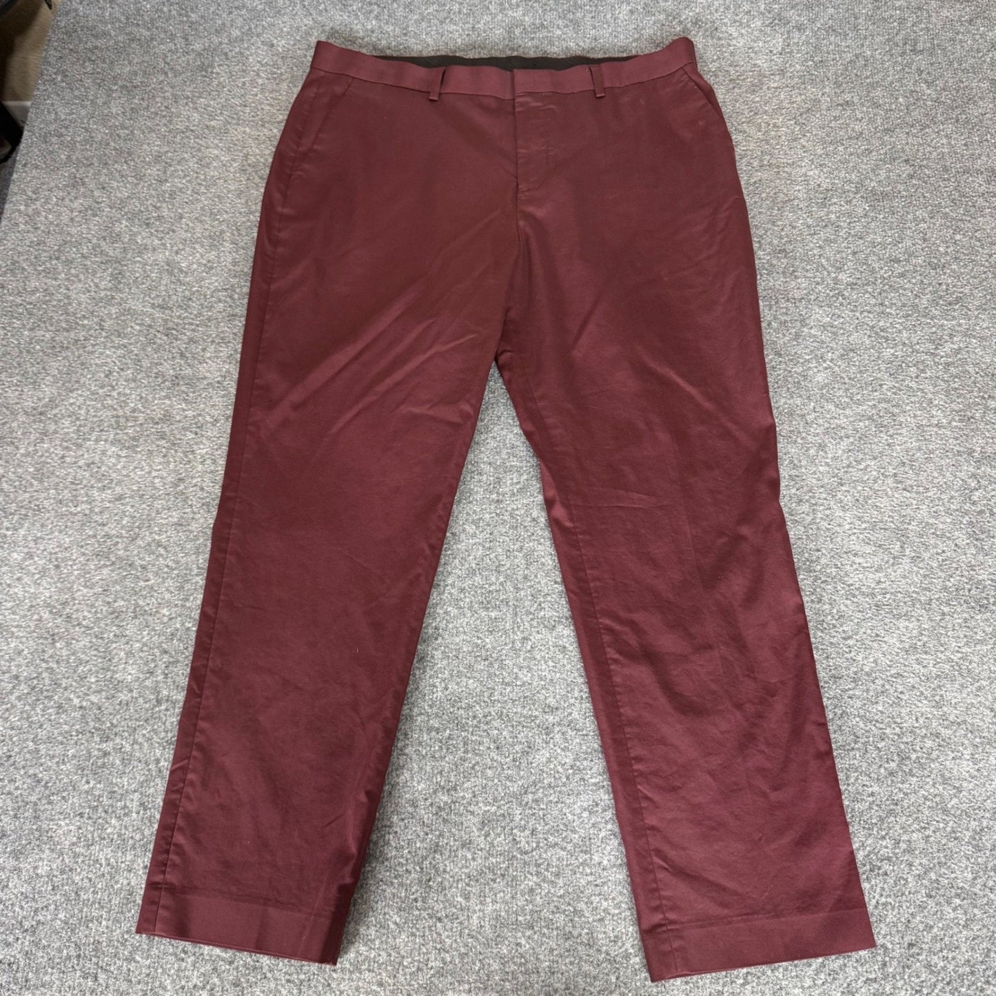 Express Slim Chino Pant Mens 36x28 Burgundy Maroon Cotton Blend Stretch Trousers