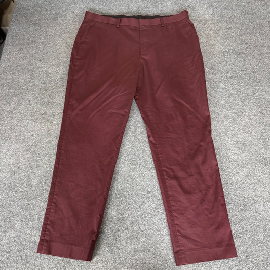 Express Slim Chino Pant Mens 36x28 Burgundy Maroon Cotton Blend Stretch Trousers