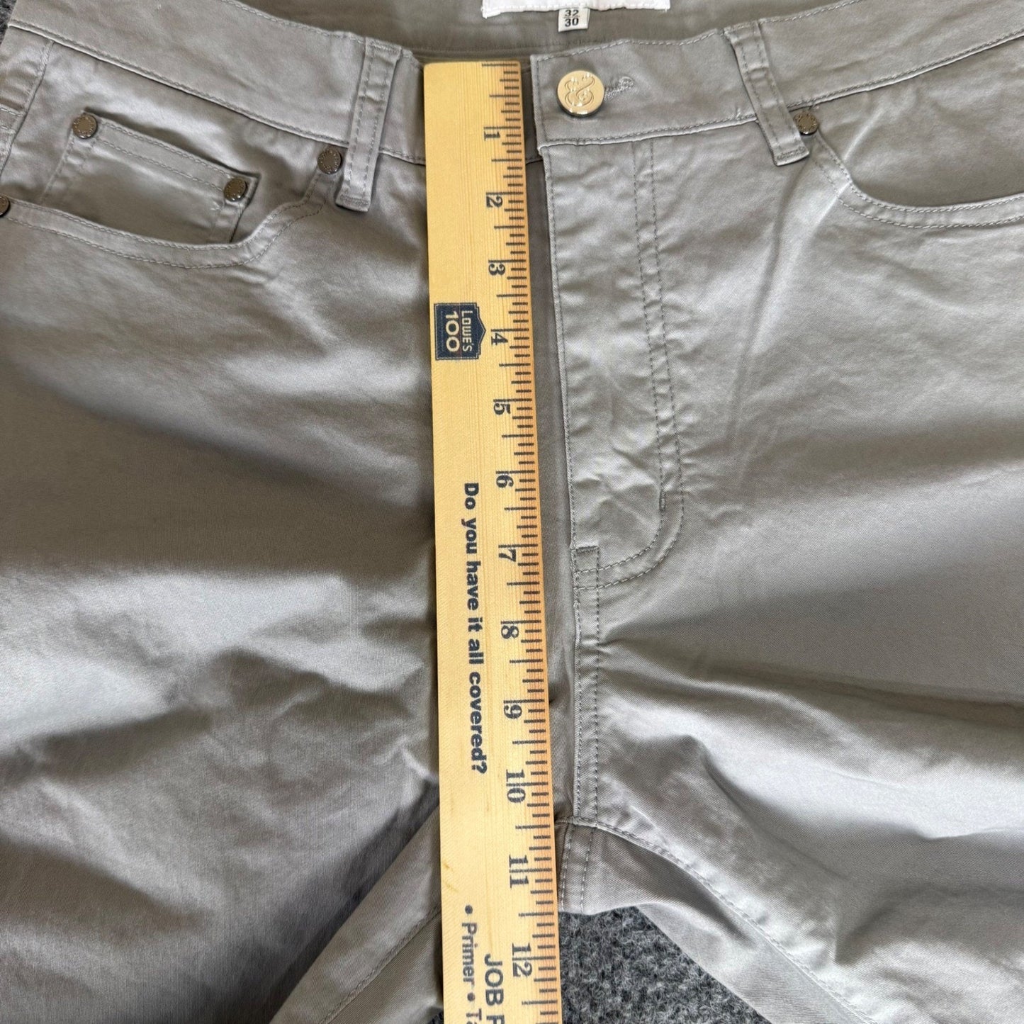 Collars & Co Mens 32x30 Chino Pants Grey 5-Pocket Cotton Stretch Straight Leg