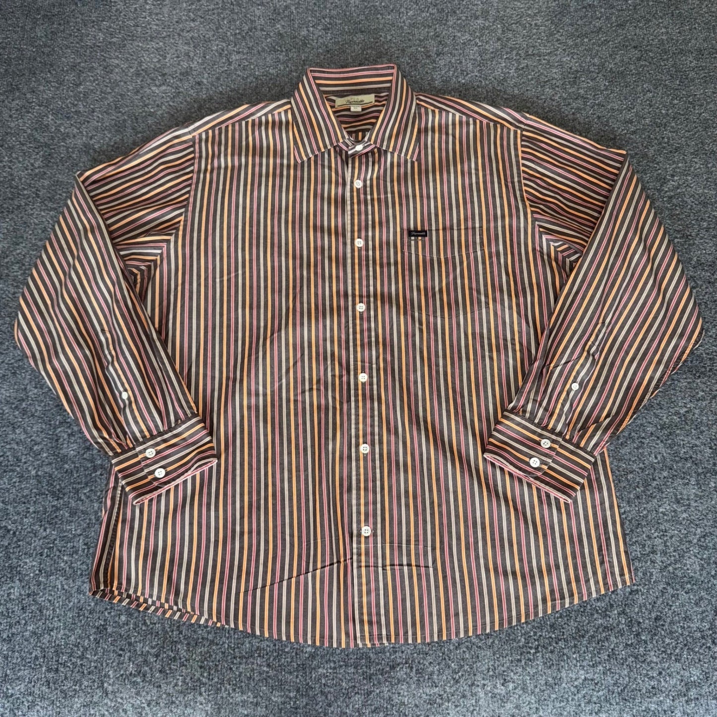 Faconnable Shirt Mens XL Long Sleeve Button Up Striped Cotton Dress Casual