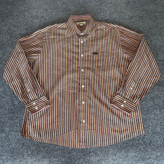 Faconnable Shirt Mens XL Long Sleeve Button Up Striped Cotton Dress Casual