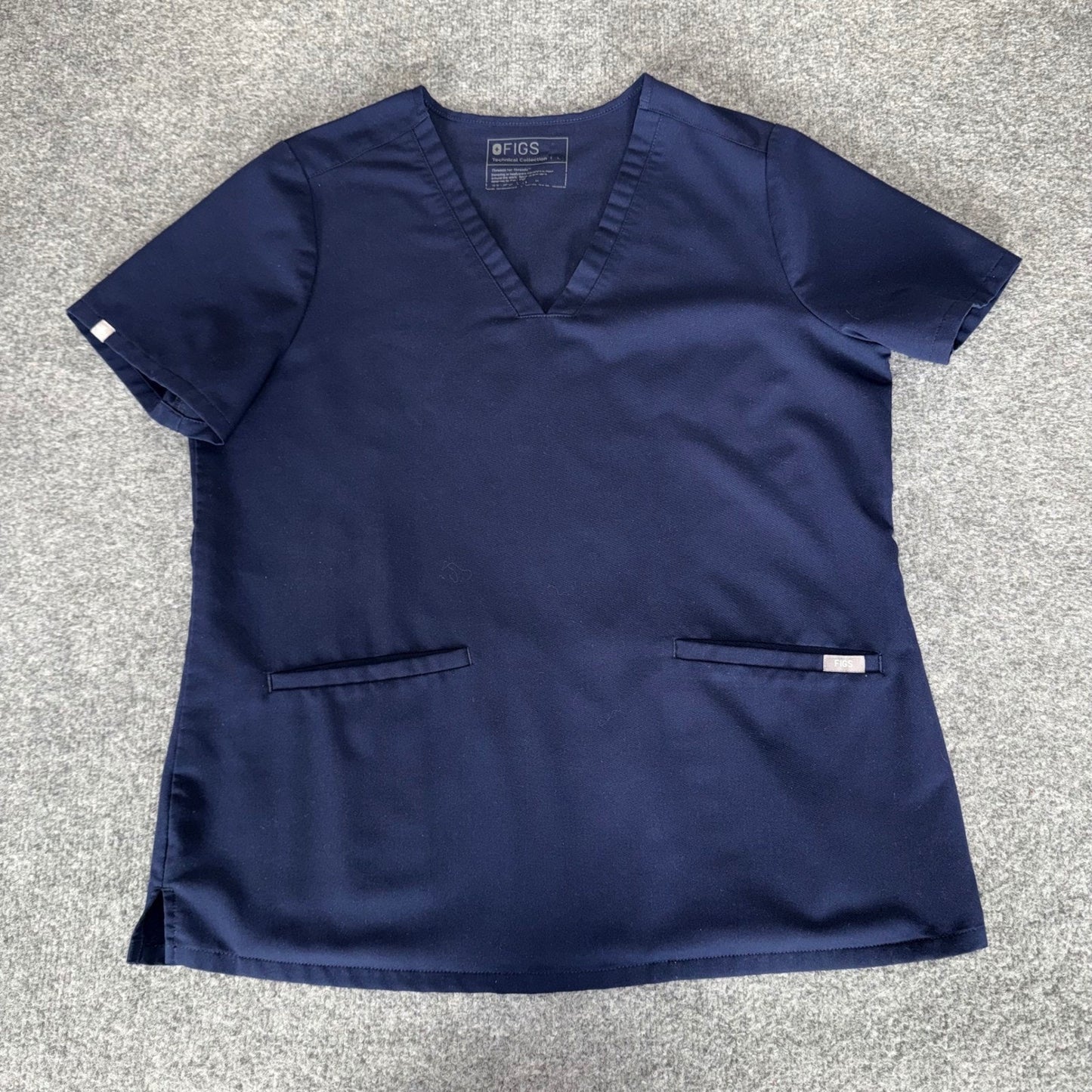 FIGS Casma Womens Scrub Top Large Navy Blue V Neck Medical Uniform Healthcare