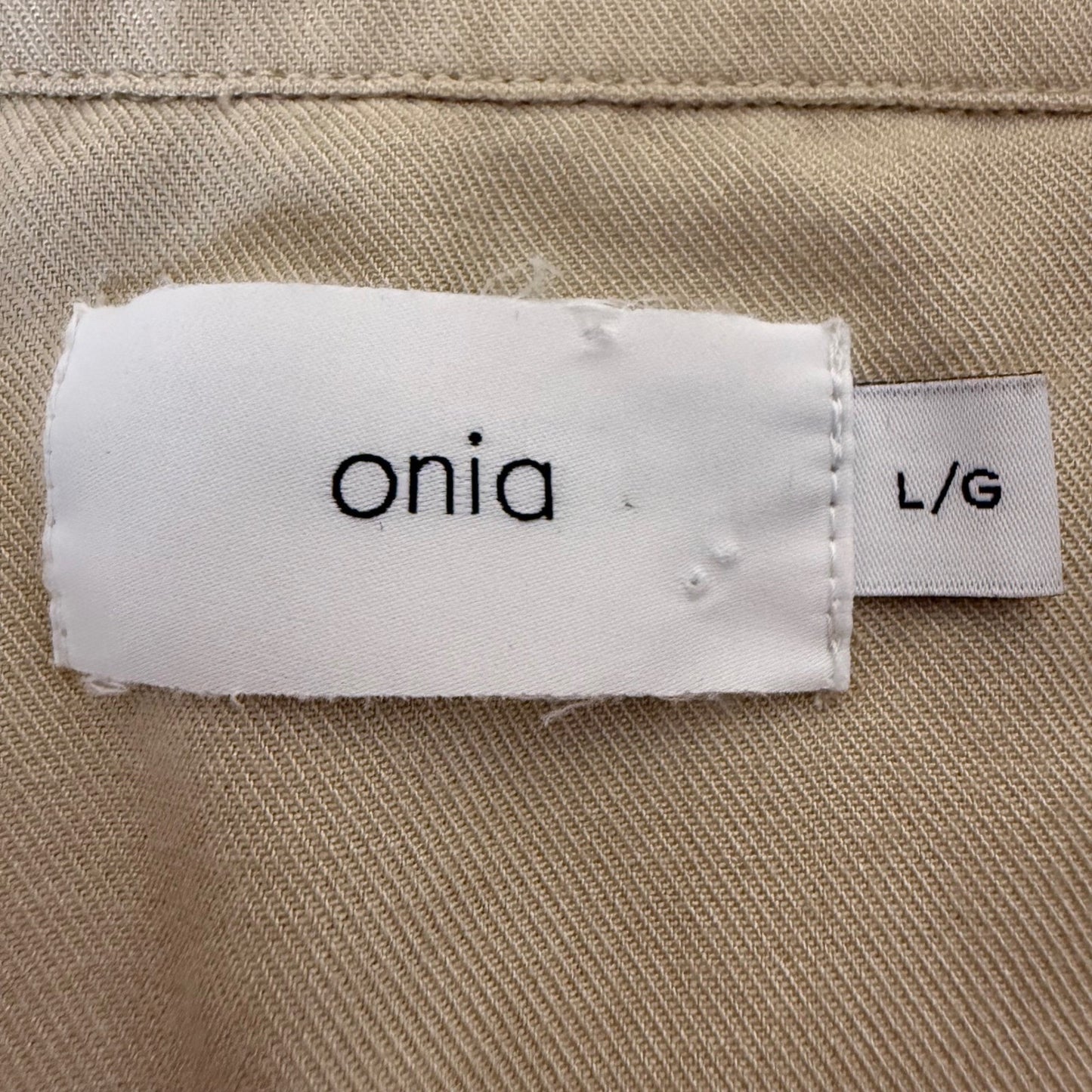 Onia Shirt Mens Large Beige Short Sleeve Button Up Viscose Casual Resort Wear