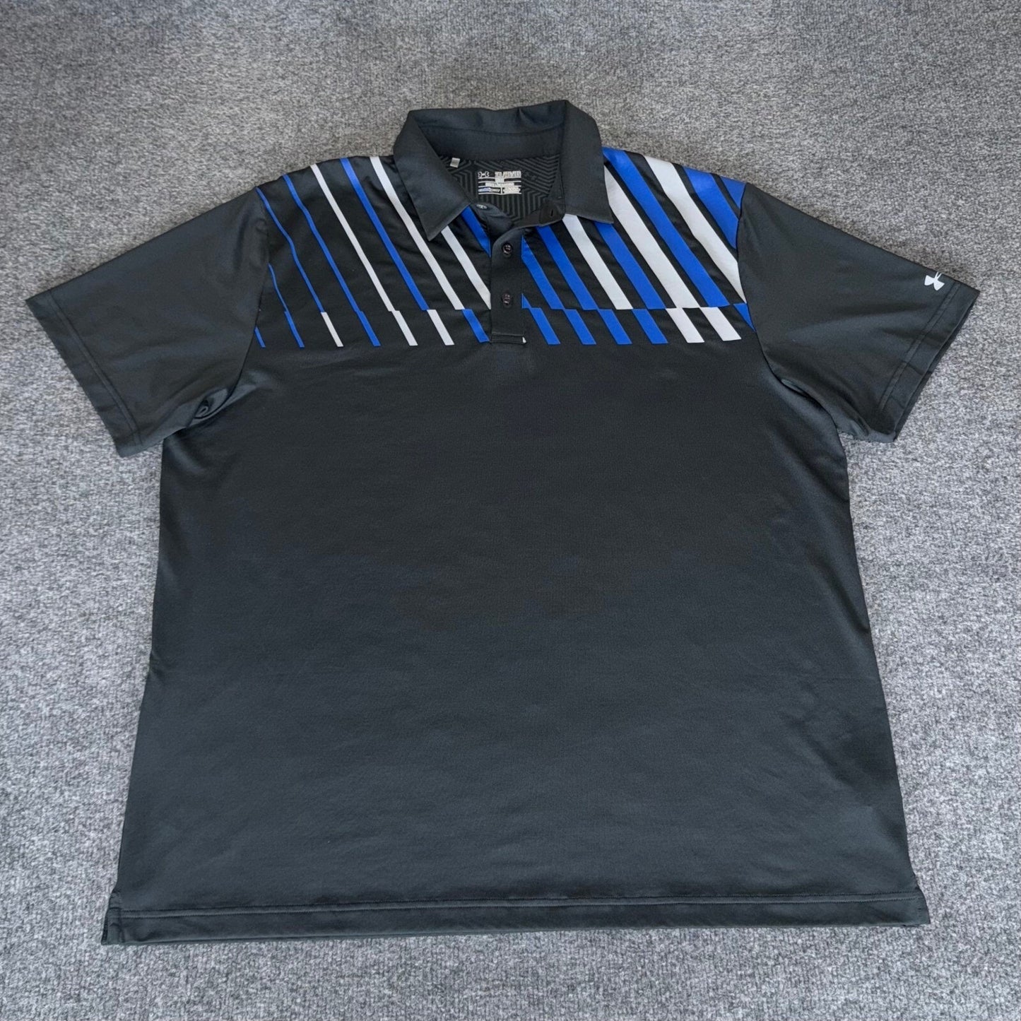 Under Armour ColdGear Golf Polo Shirt Striped Athletic Mens 2XL Performance