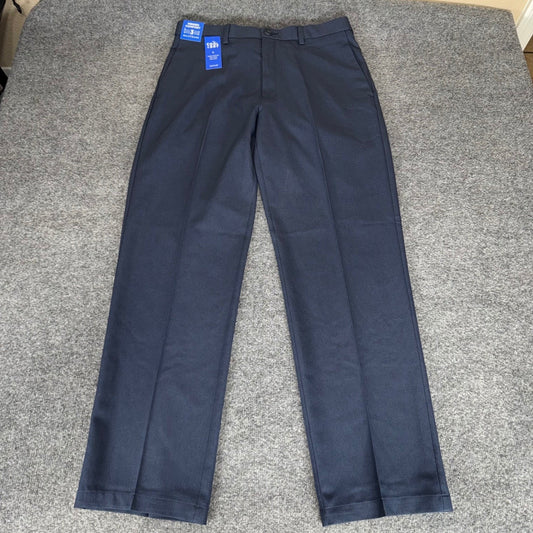 Haggar Cool Right Performance Flex Dress Pants Mens 34x32 Navy Blue Classic Fit