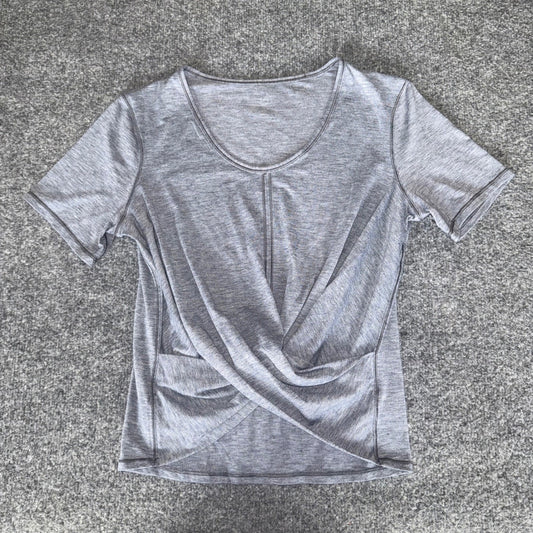Lululemon Do The Daily Shirt Womens Small Gray Twist Front Short Sleeve Athletic