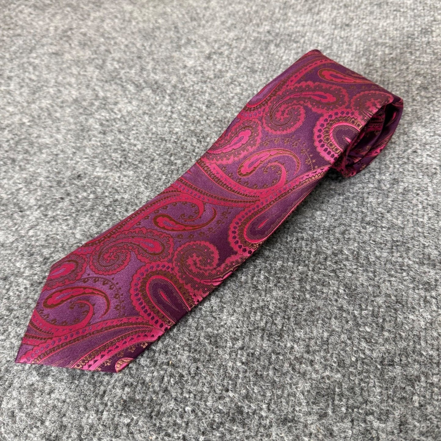 David Donahue Men Silk Paisley Tie Purple Dress Formal Wedding Business Neckwear