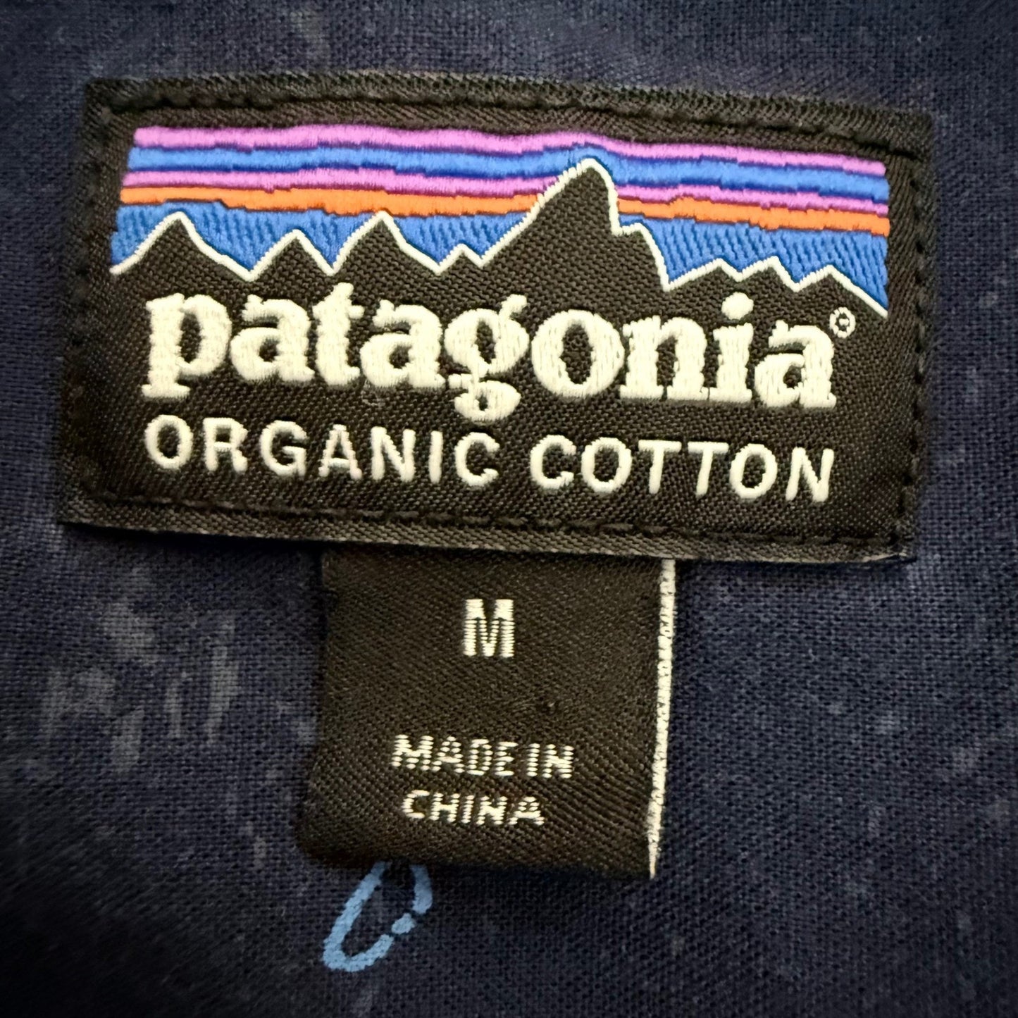 Patagonia Mens Go To Shirt Navy Blue Medium Geometric Casual Button Up Everyday