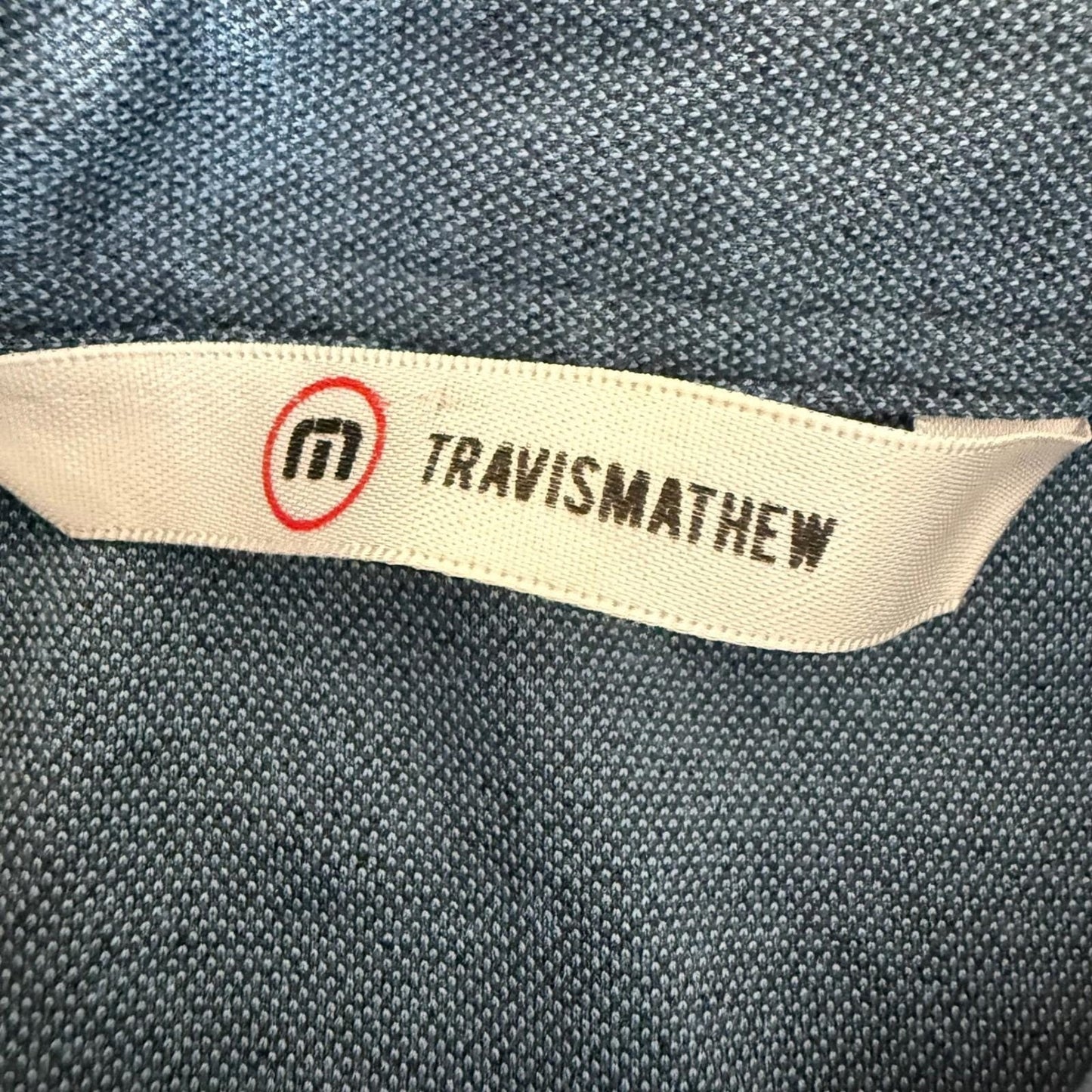 TravisMathew Mens Short Sleeve Performance Golf Polo Shirt Blue Large Casual