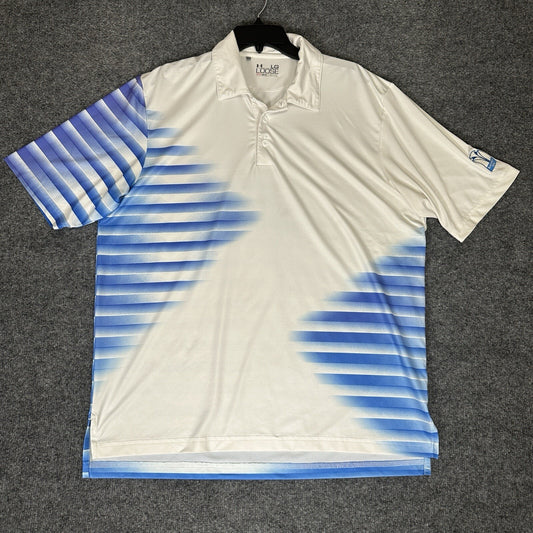 Under Armour Shirt Mens L Blue HeatGear Loose Performance Short Sleeve Striped