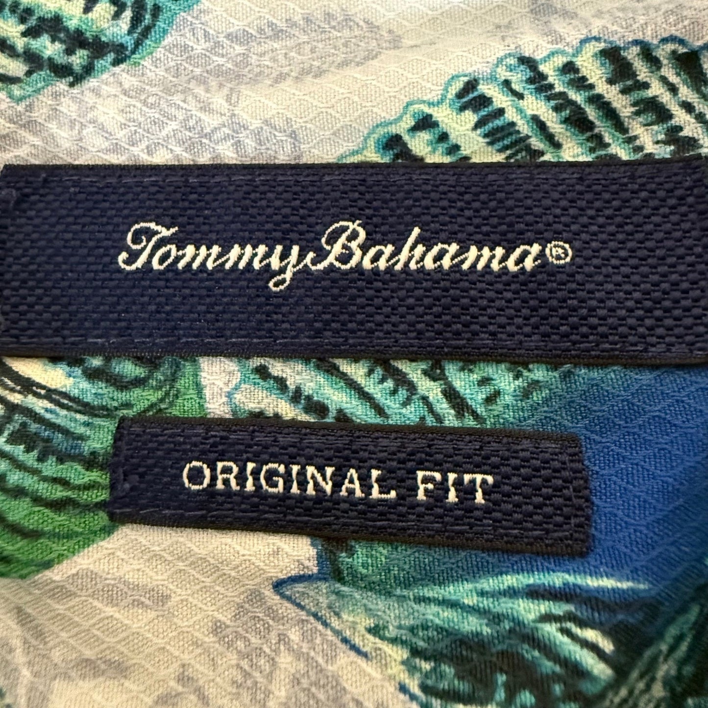 Tommy Bahama Hawaiian Silk Shirt Mens 2XL Button Up Seashell Aloha Short Sleeve