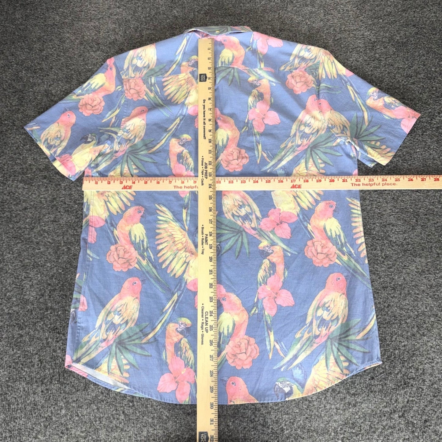 Chubbies Mens Large Popover Shirt Tropical Parrot Floral Short Sleeve Casual Fun