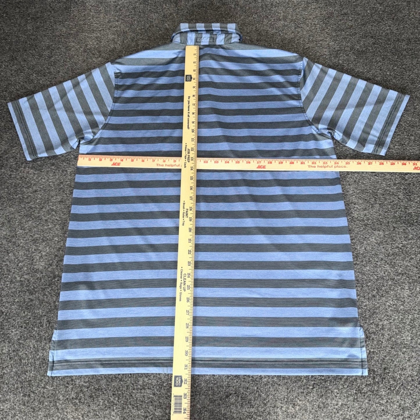 Southern Marsh Polo Shirt Men Large Blue Striped Performance Golf Stretch Casual