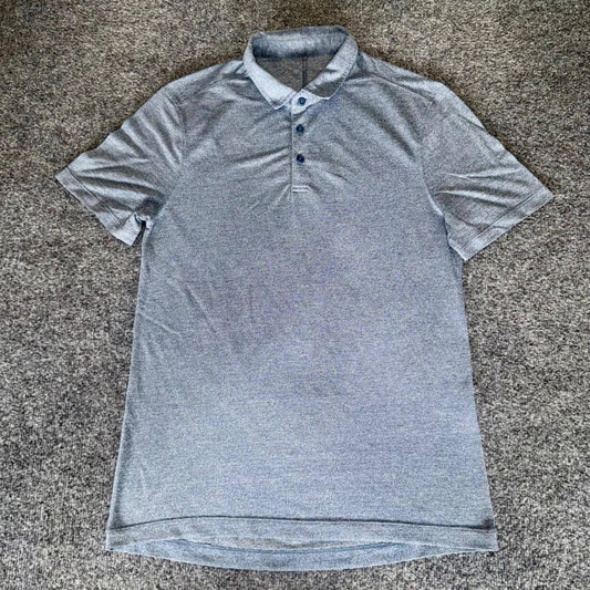 Lululemon Polo Shirt Mens Medium Blue Golf Activewear Stretch Short Sleeve Top