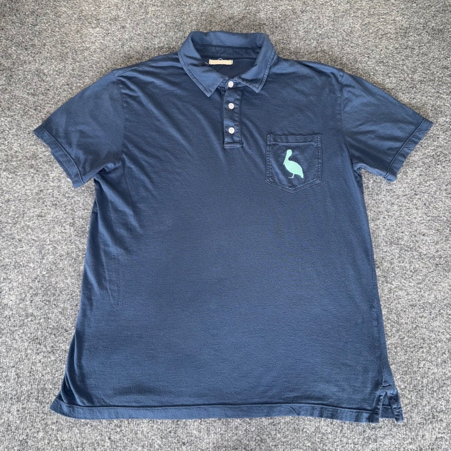 Marine Layer Polo Shirt Mens Medium Blue Short Sleeve Casual Comfort Soft Knit