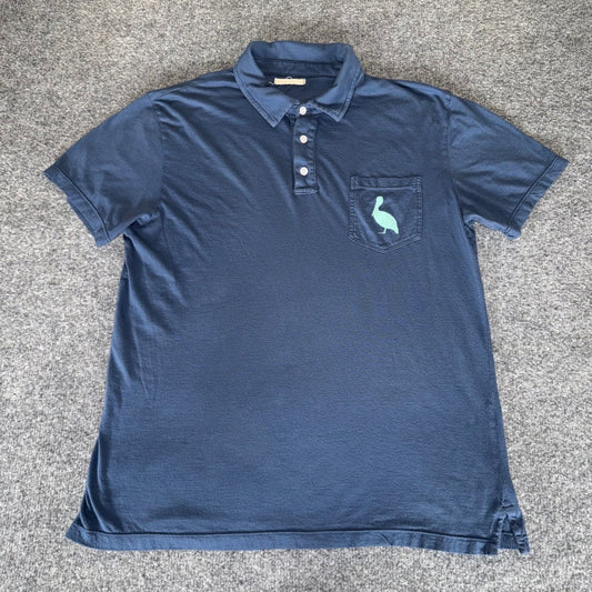 Marine Layer Polo Shirt Mens Medium Blue Short Sleeve Casual Comfort Soft Knit