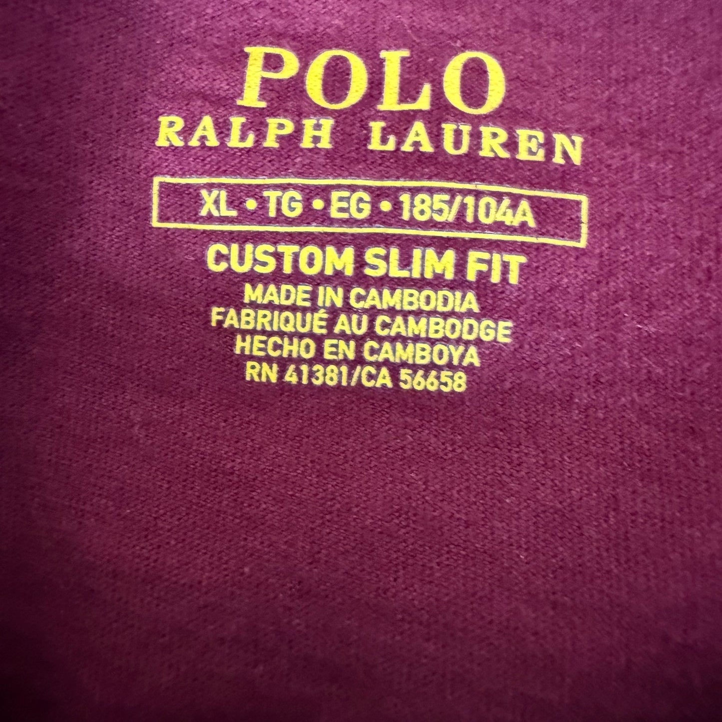 Polo Ralph Lauren Mens XL Slim Fit Long Sleeve T-Shirt Maroon Cotton Casual Tee