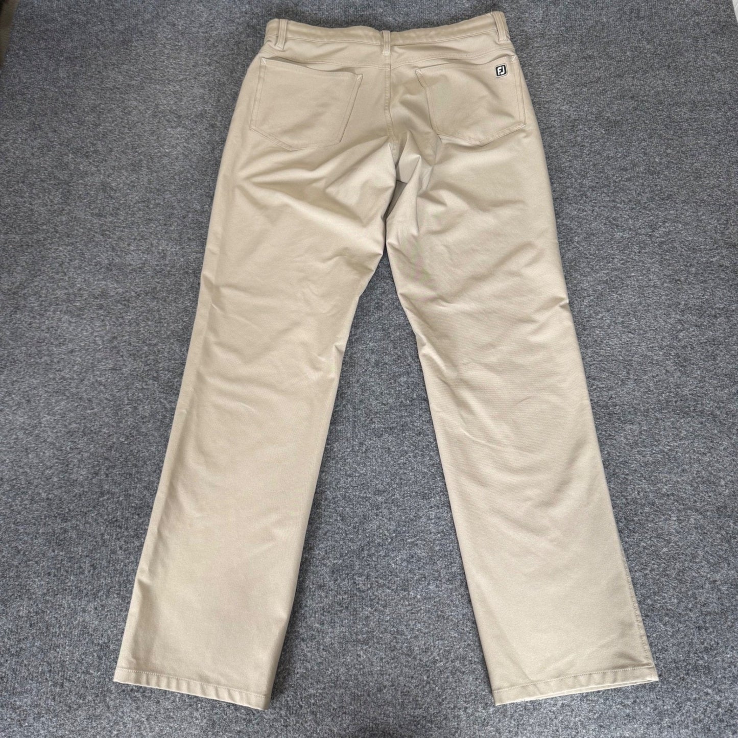 FootJoy Athletic Fit Golf Pants Mens 32x32 Khaki Tan Performance Five Pocket FJ