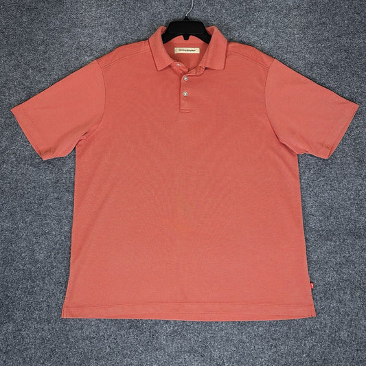 Tommy Bahama Polo Shirt Men Large Rust Orange Short Sleeve Modal Pullover Adult