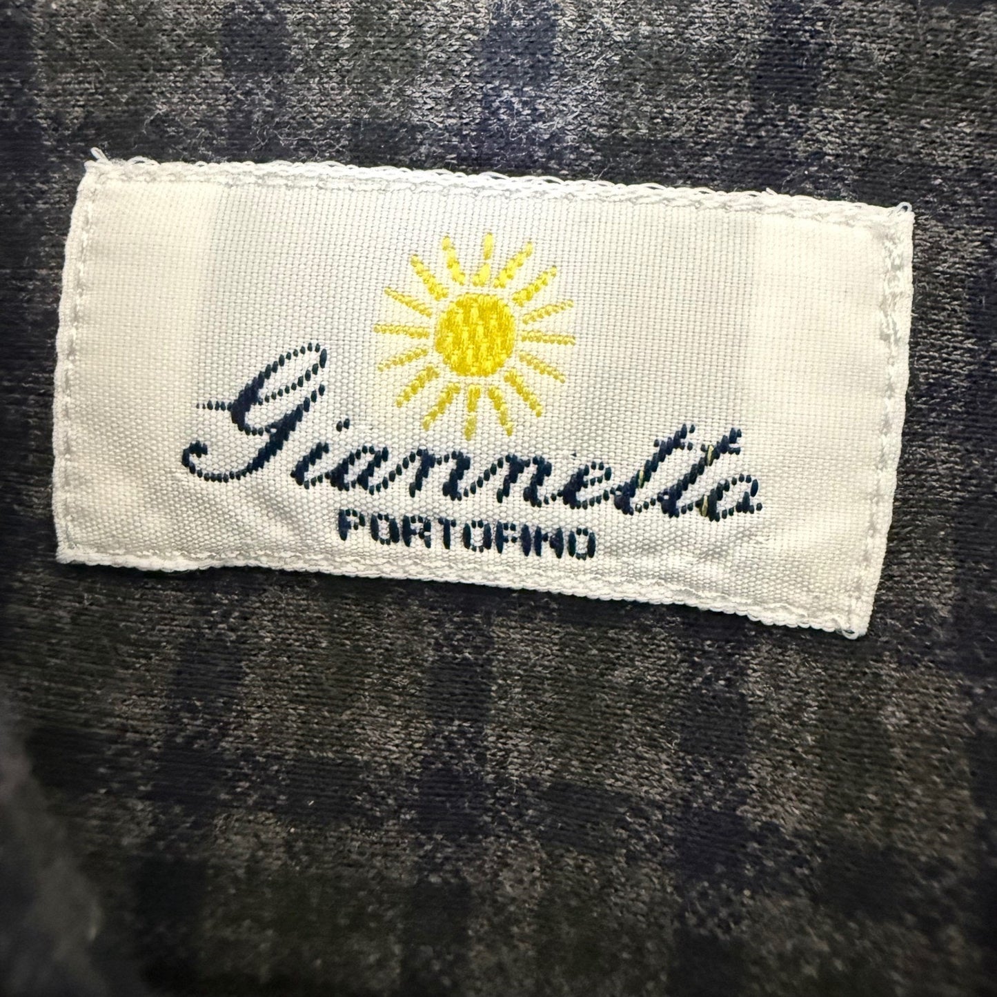 Giannetto Portofino Mens Flannel Shirt Grey Blue Micro Check Made in Italy M
