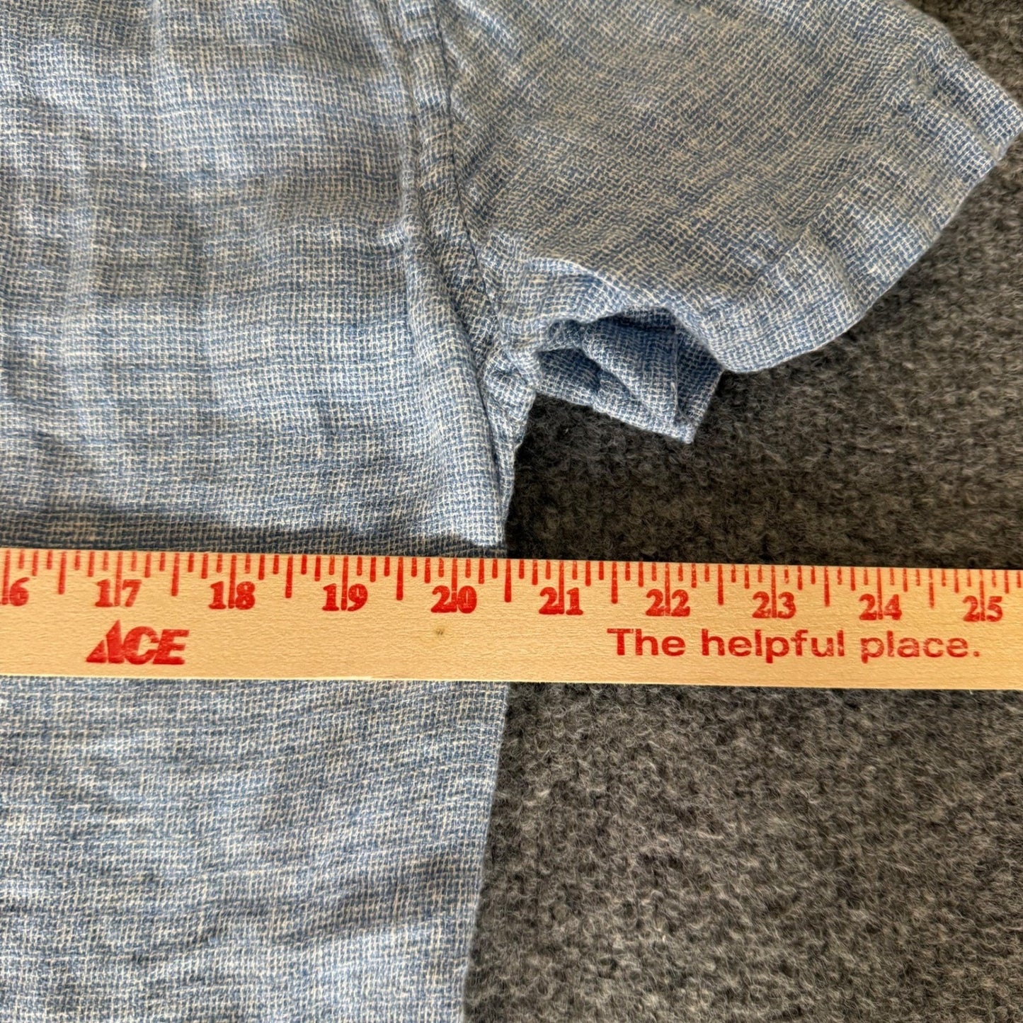 Faherty Palma Linen Shirt Mens Medium Blue Short Sleeve Button Up Casual Beach