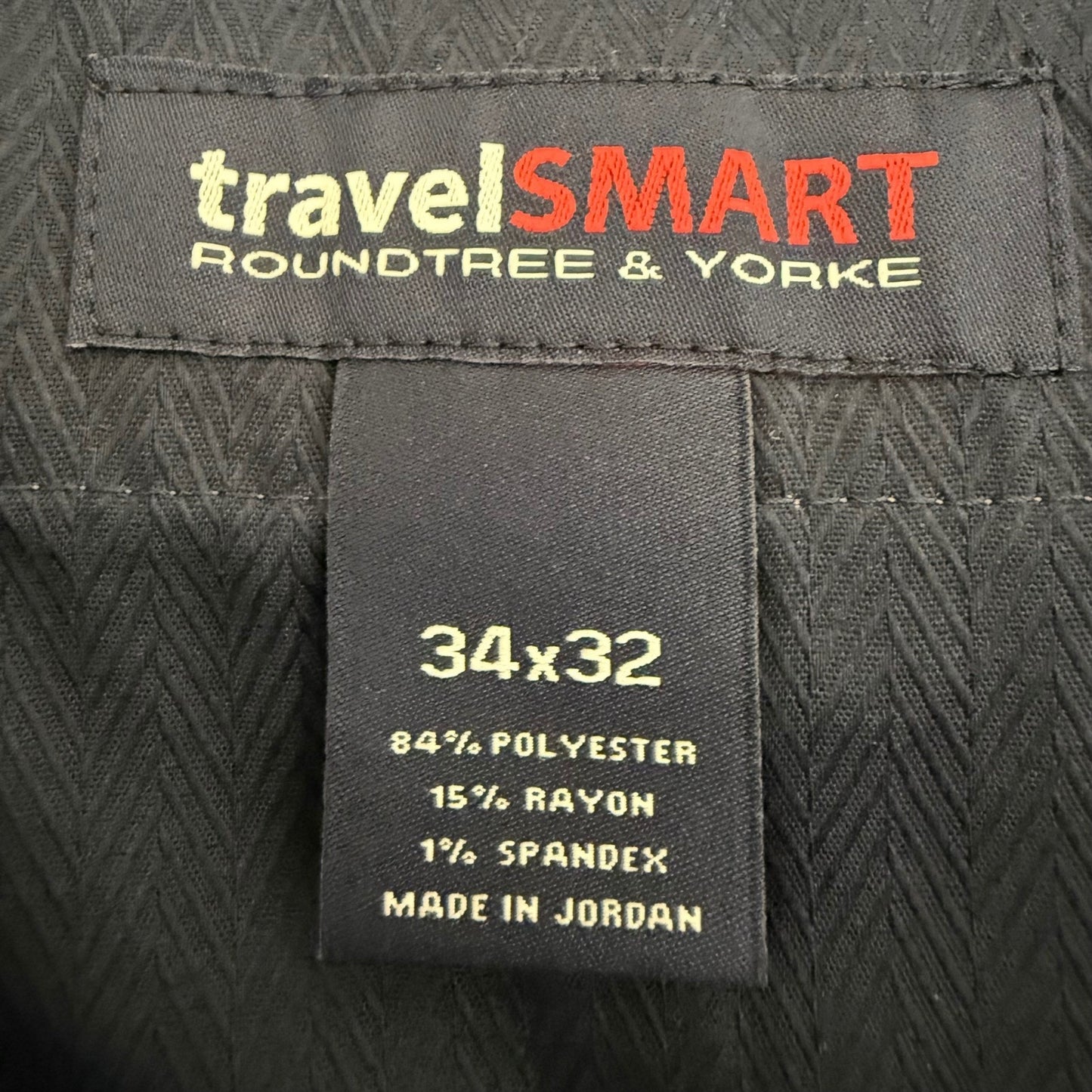 Roundtree & Yorke TravelSmart Mens 34x32 Gray Dress Pants Classic Fit Flat Front
