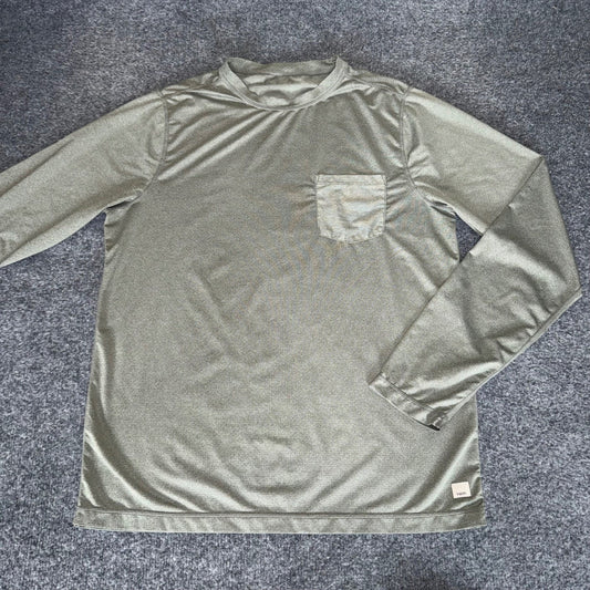 Vuori Tradewind Tee Shirt Men Medium Green Long Sleeve Athletic Running Training