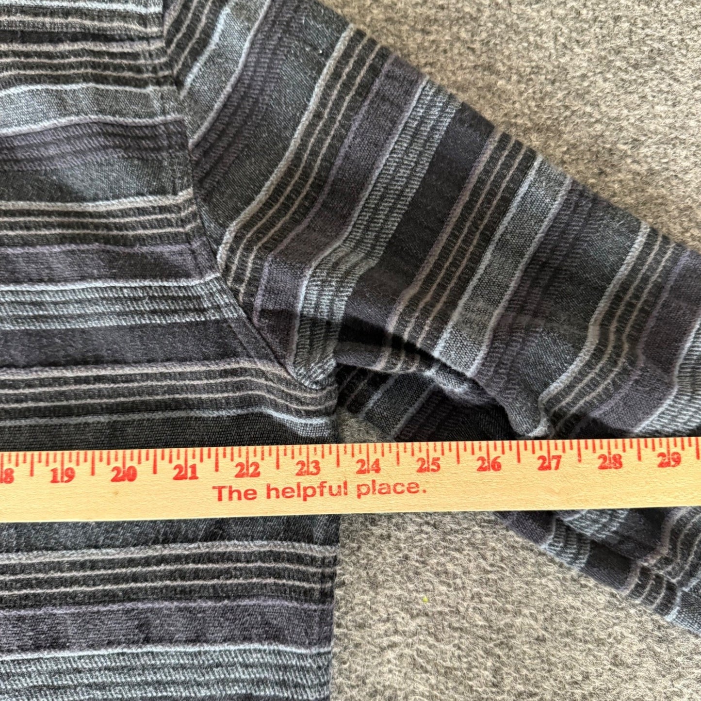 Carbon 2 Cobalt Mens Large Striped Cotton Button Up Shirt Black Grey Blue L