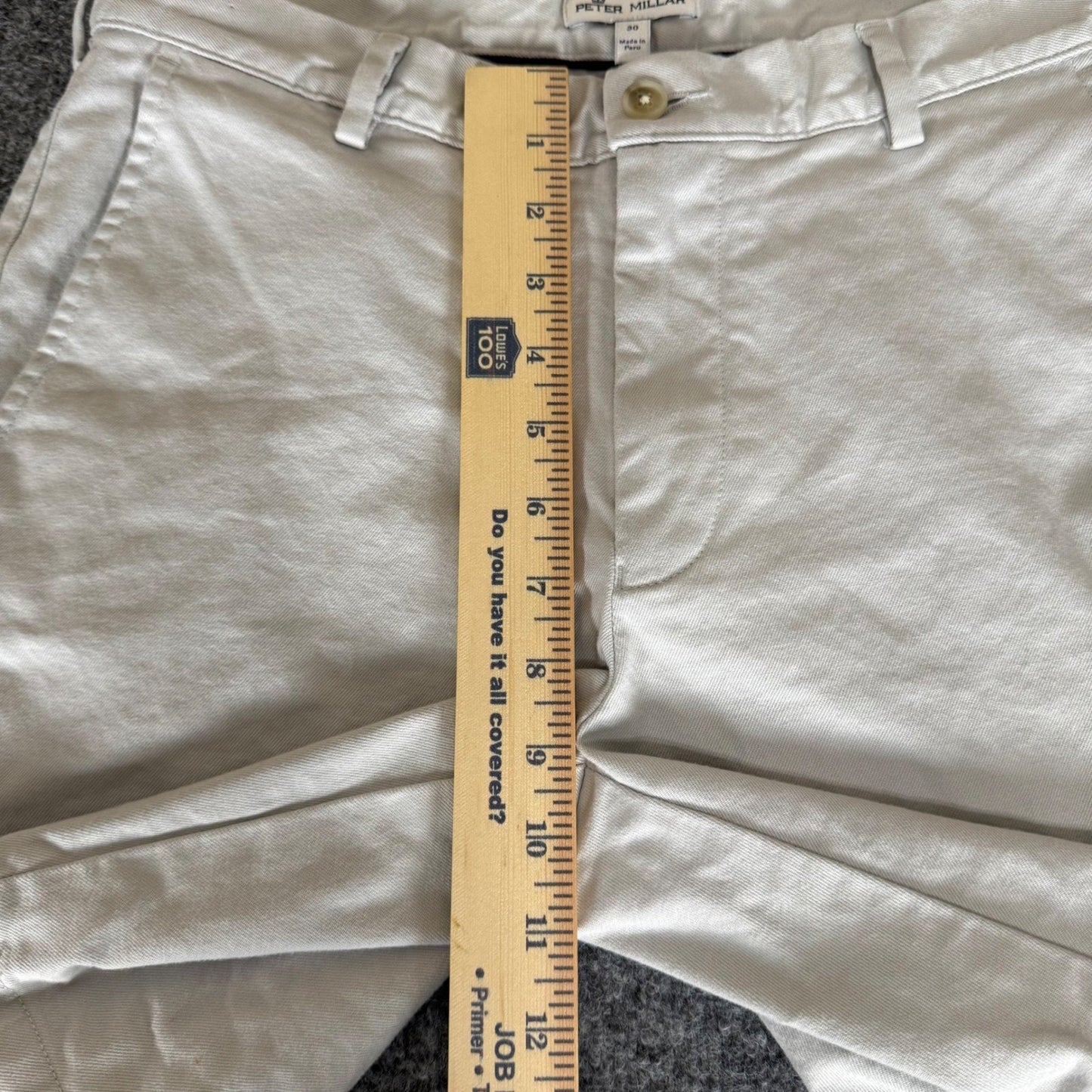 Peter Millar Pilot Twill Short Mens 30 Beige Chino Pima Cotton Flat Front Casual