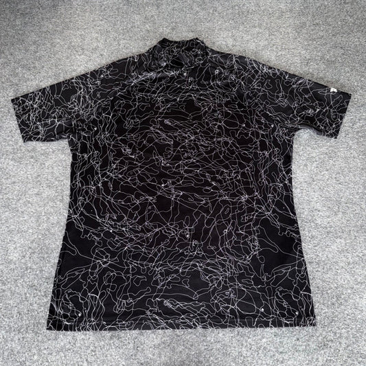 PXG Mens Black Scribble Print Golf Mock Neck Shirt Small Performance Athletic