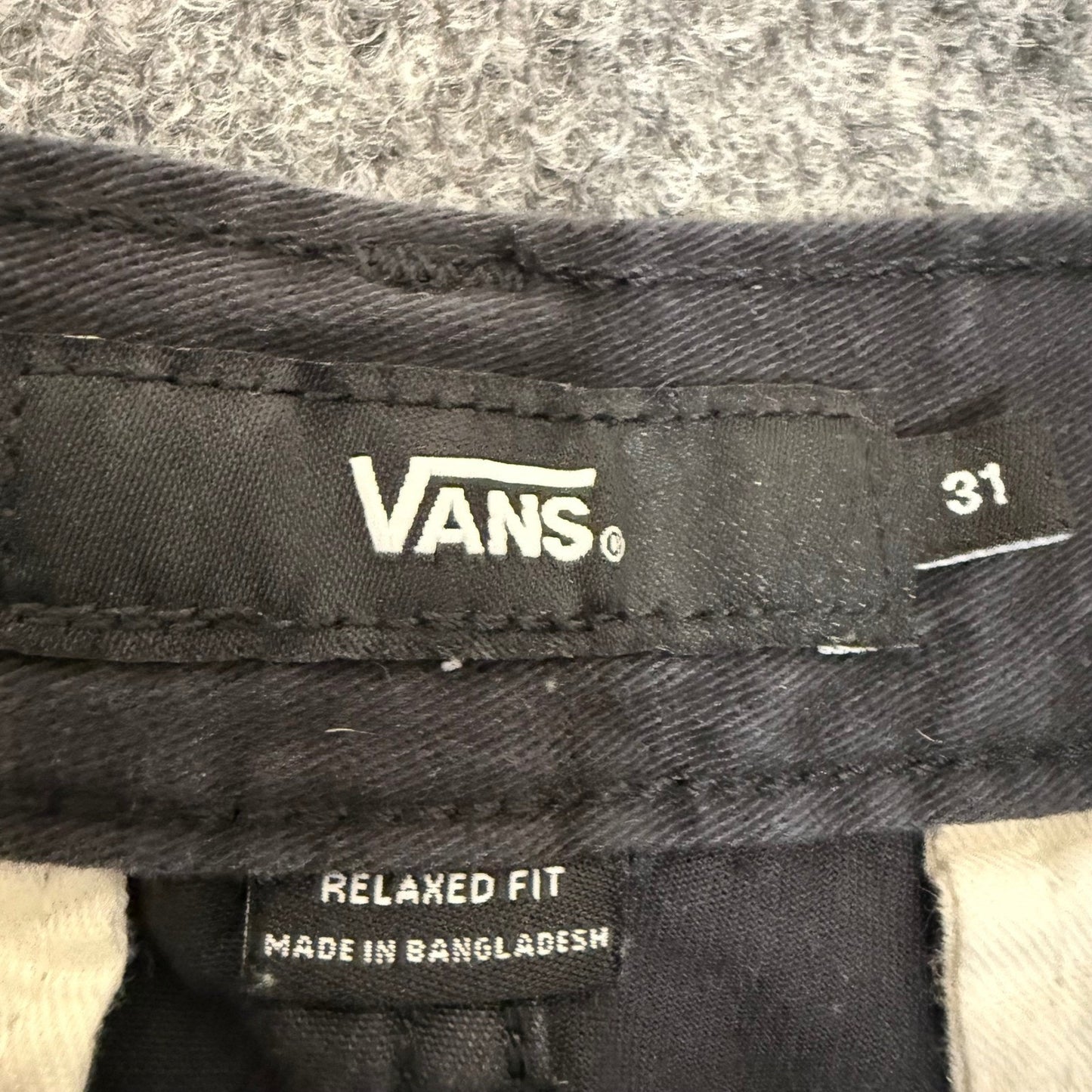 Vans Mens Relaxed Fit Chino Pants Black Cotton 31x29 Skate Casual Streetwear