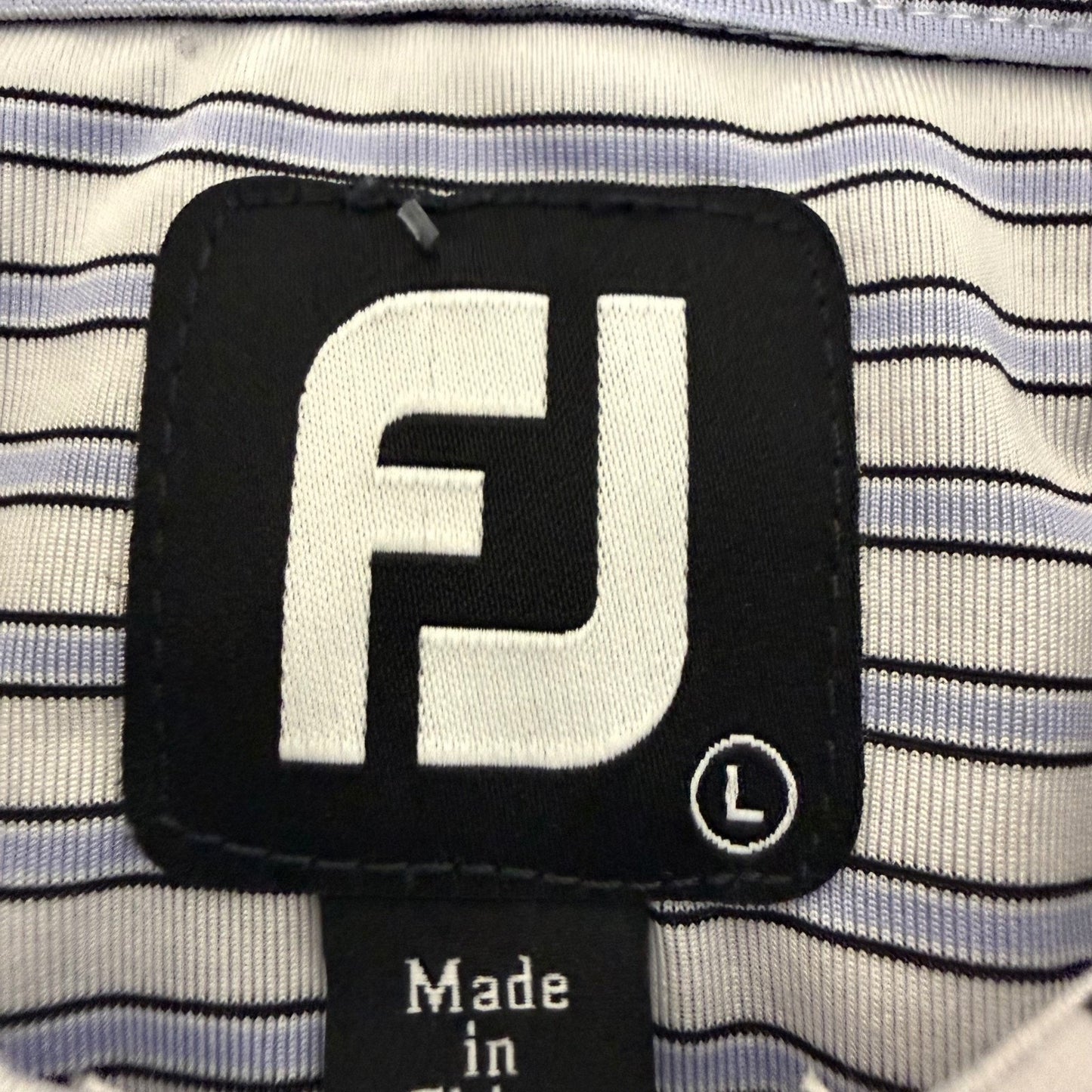 FootJoy Polo Shirt Mens Large Blue Striped Golf Short Sleeve Athletic Casual Top