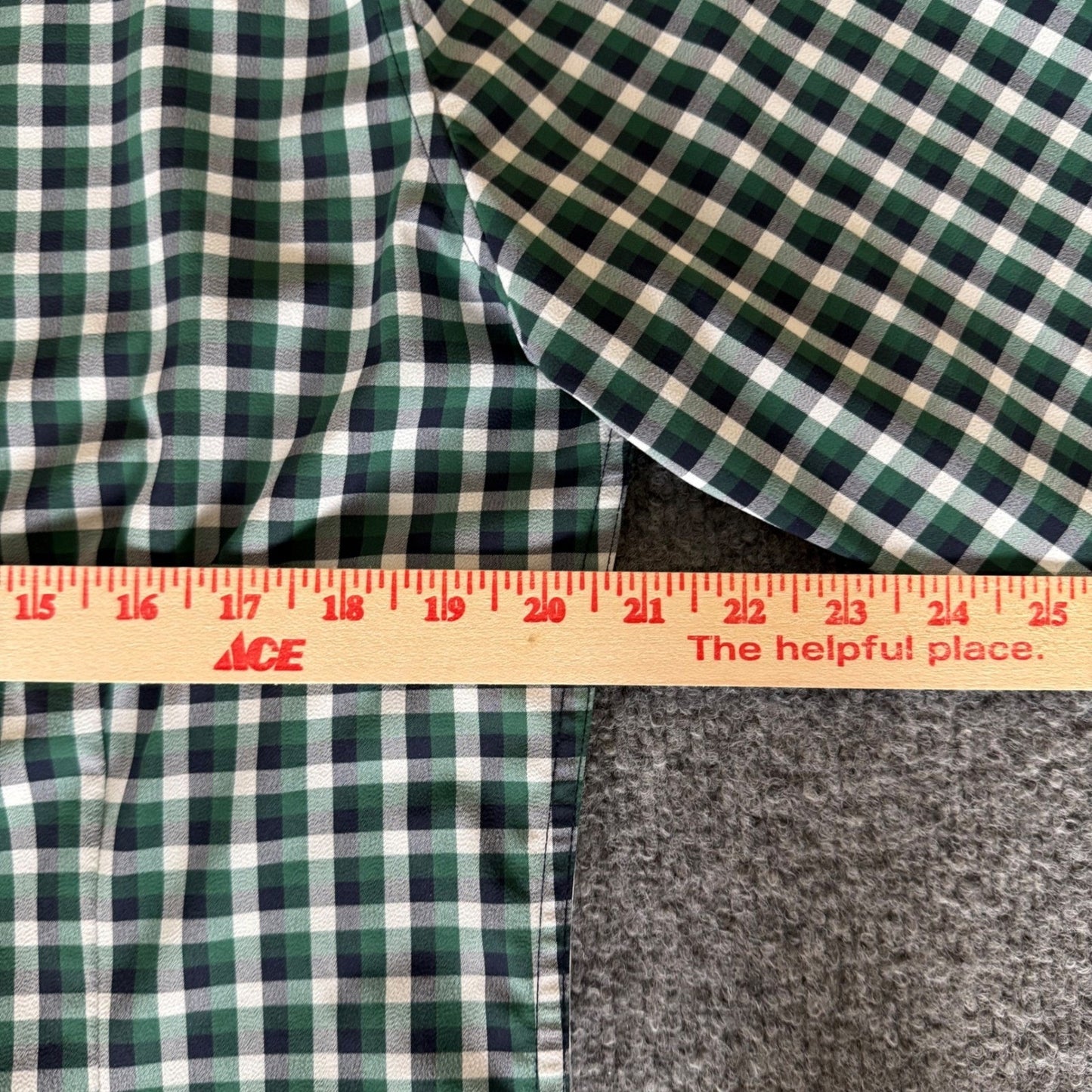 Mizzen+Main Shirt Mens Medium Green Blue Plaid Stretch Slim Fit Button Up Casual