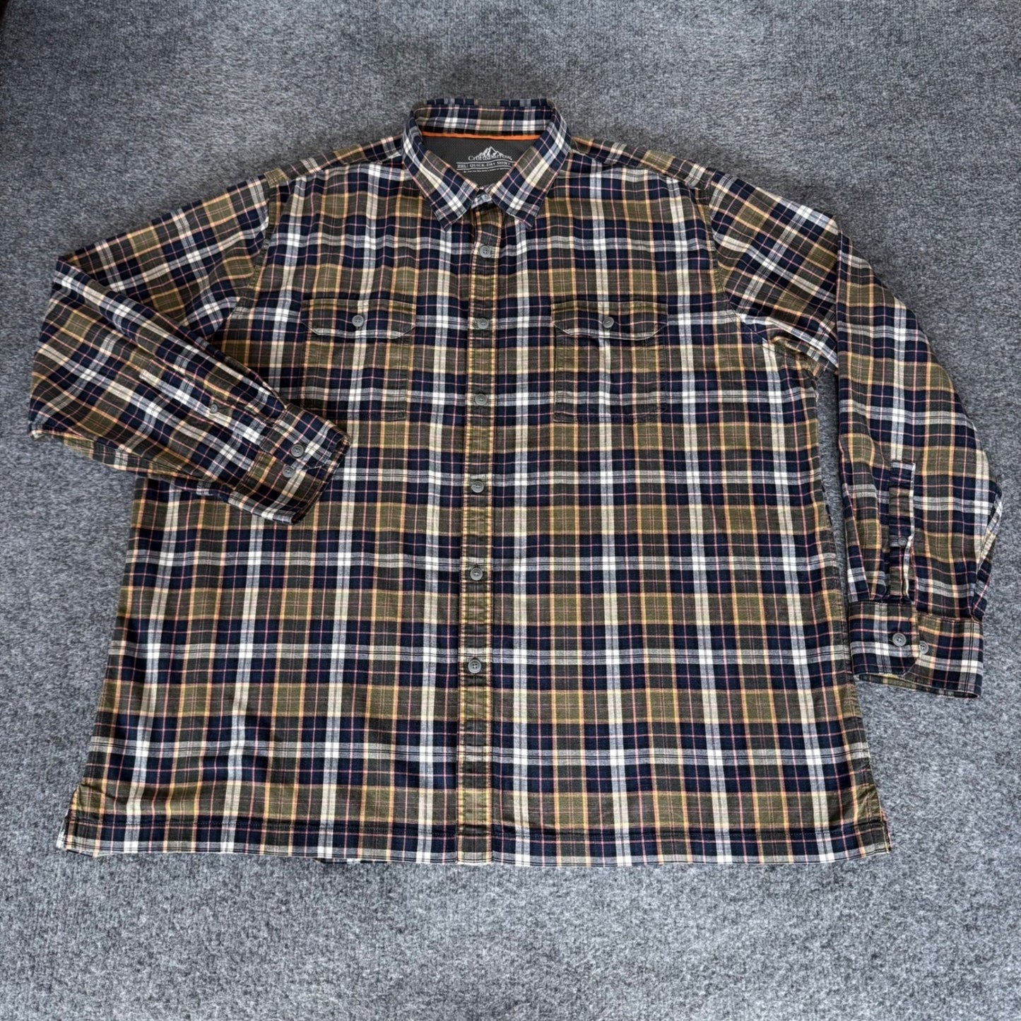 Croft & Barrow Quick Dry Shirt Men XXL Plaid Button Up Long Sleeve Outdoor Trial