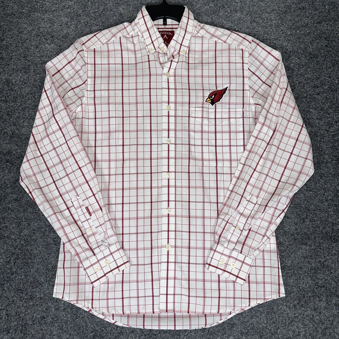 Arizona Cardinals Shirt Mens Medium Red Plaid NFL Long Sleeve Button-Down Adult