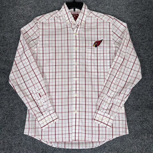 Arizona Cardinals Shirt Mens Medium Red Plaid NFL Long Sleeve Button-Down Adult