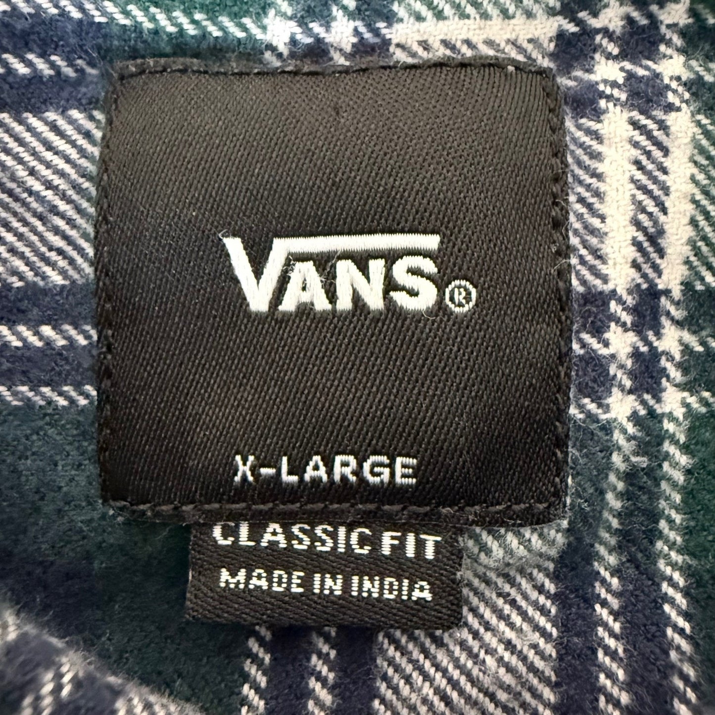 Vans Flannel Shirt Mens XL Green Plaid Long Sleeve Button Up Skate Y2K Grunge