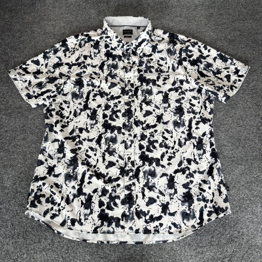 7 Diamonds Shirt Mens XL Geometric Short Sleeve Button Up 4 Way Stretch Casual