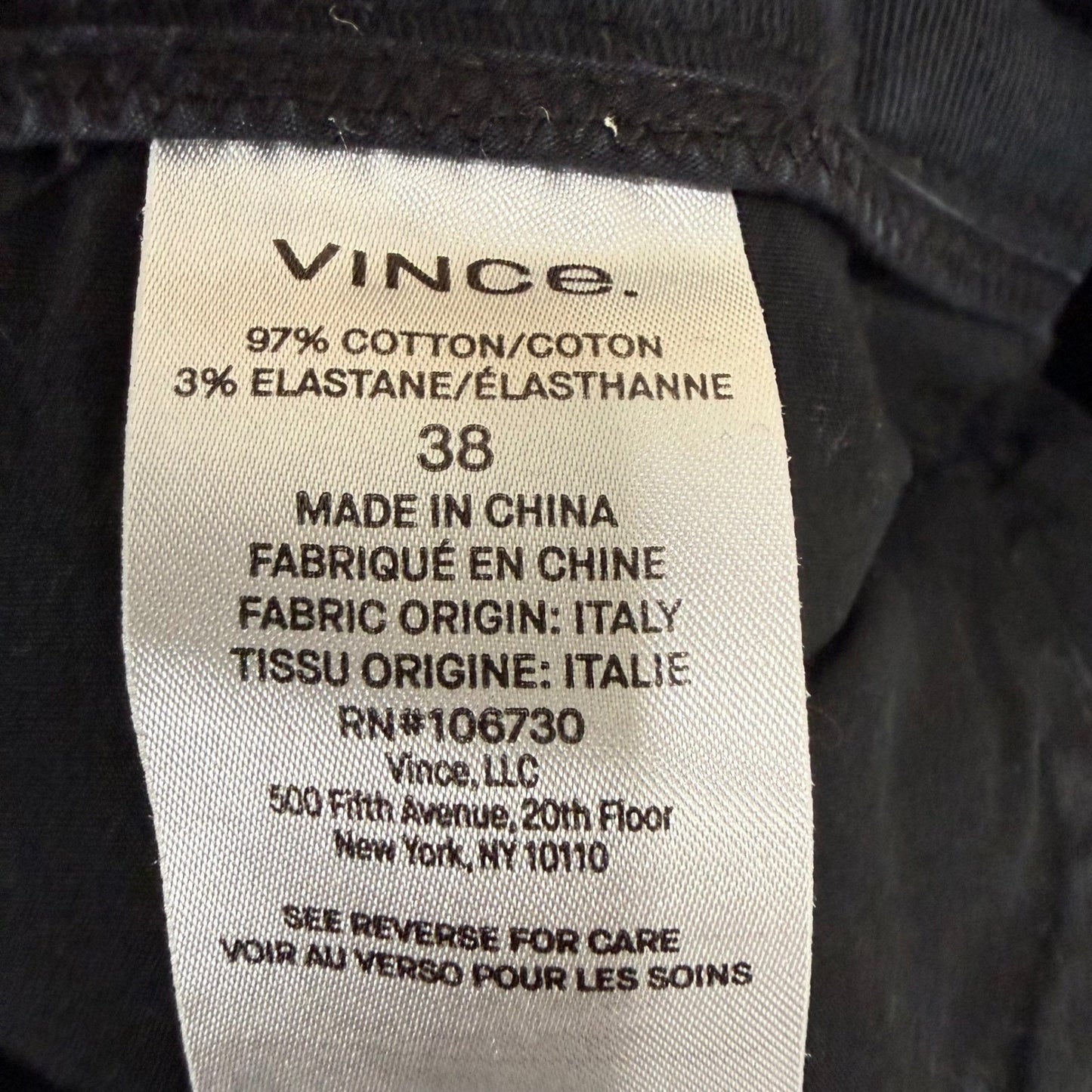 Vince Dylan Pants 38x31 Black Slim Chino Stretch Business Casual Office Travel