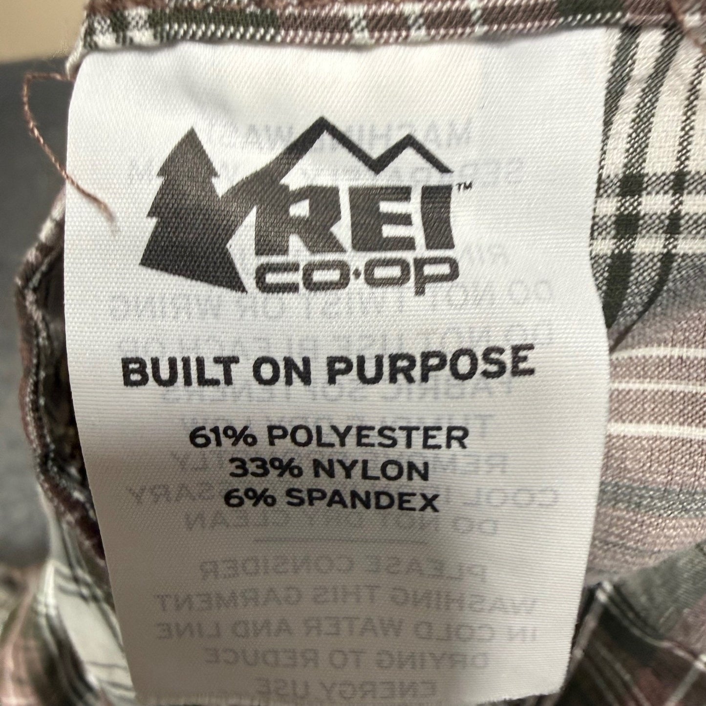 REI Co-op Mens Sahara Tech Plaid Long Sleeve Button Down Hiking Shirt Large