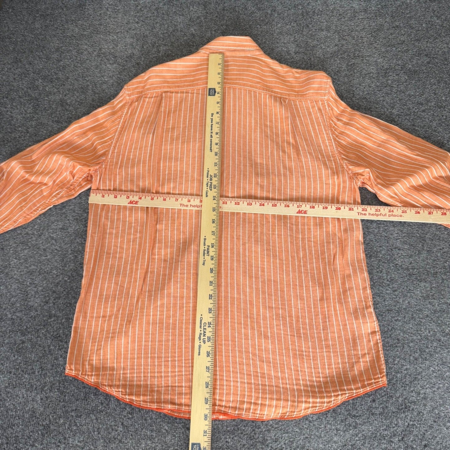 Tommy Bahama Denim Mens Orange White Striped Cotton Button Up Shirt Medium
