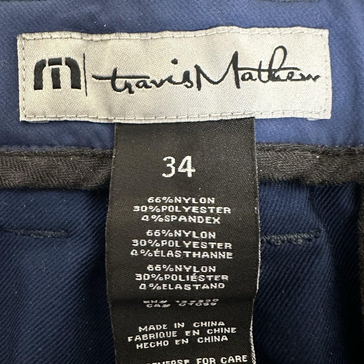 Travis Mathew Golf Pants Men's 34 (35x30) Blue Chino Performance Mid Rise Casual