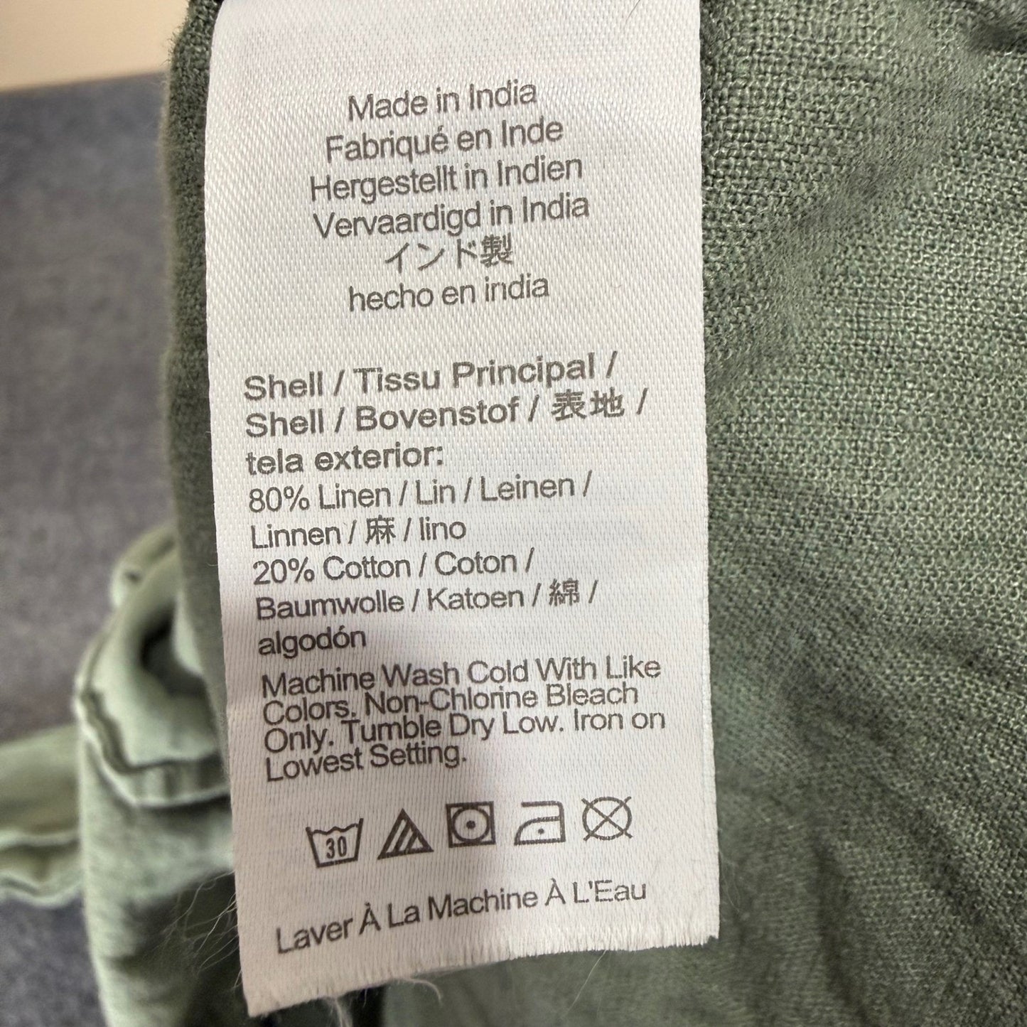 J Crew Linen Blend Shirt Mens Medium Green Button Down Casual Summer Lightweight