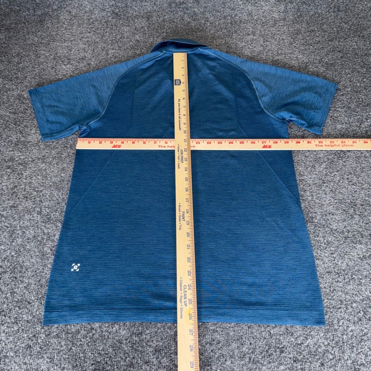 Lululemon Polo Shirt Mens Medium Blue Short Sleeve Athletic Performance Stretch