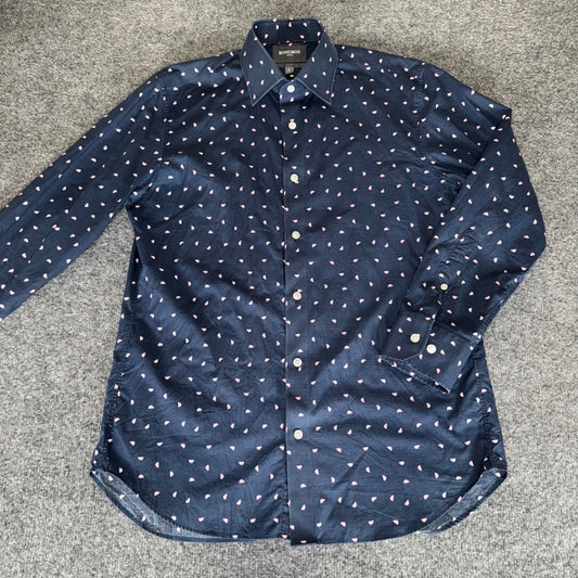 Bonobos Shirt Mens 16/33 M Slim Stretch Button Down Long Sleeve Blue Geometric